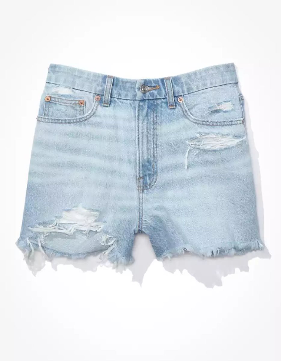 Shorts American Eagle AE Strigid Denim Curvy Highest Taille '90s Boyfriend Lavage Clair Femme | IPL-24736899